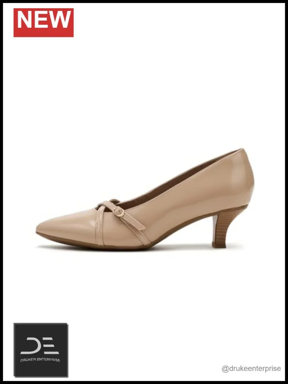 Clarks Women's Leather Kitten Heel Pumps with Buckle Strap